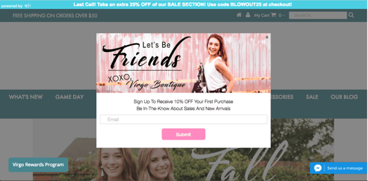email pop-ups welcome campaigns